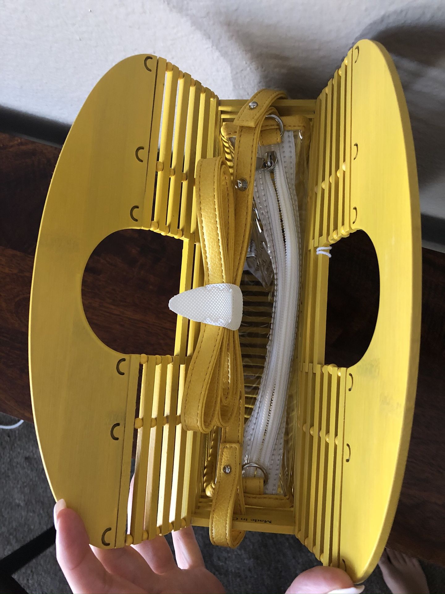 NWT yellow bamboo purse