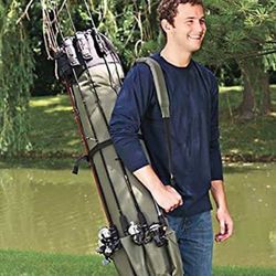Portable Carry Soft Sided Fishing Rod Case Tackle Angler Gear Organizer Thumbnail