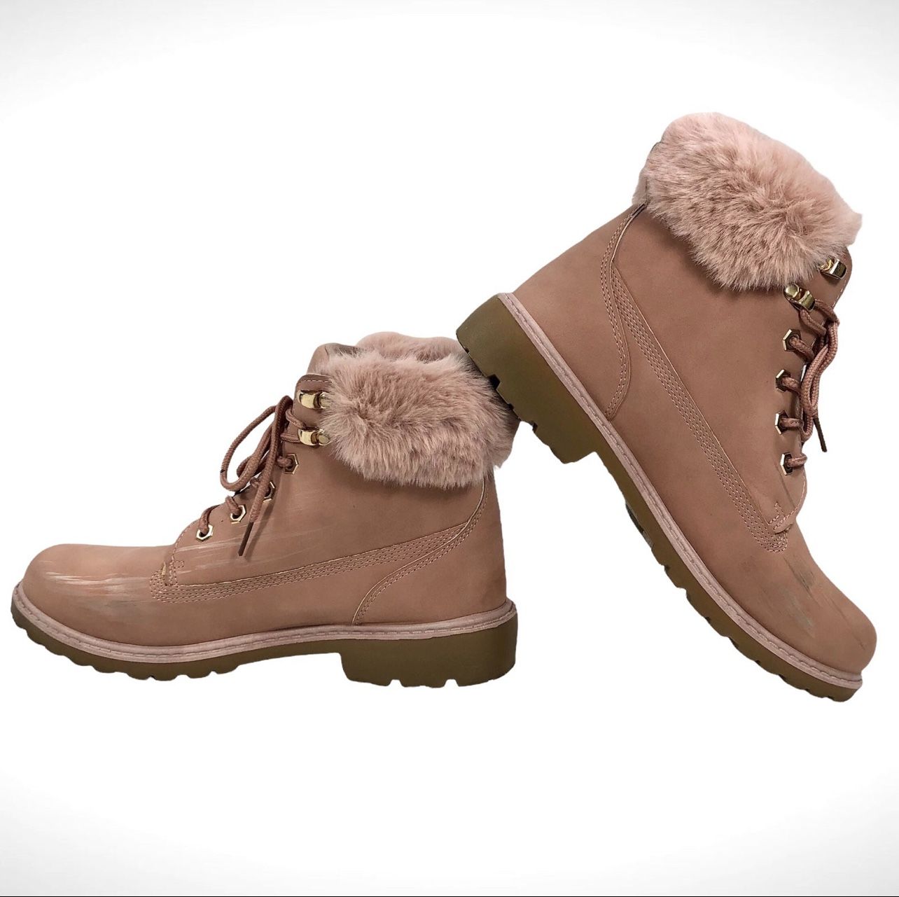 G.N.D. Fashion Women's Pink Boots Faux Fur Lining Size 10!