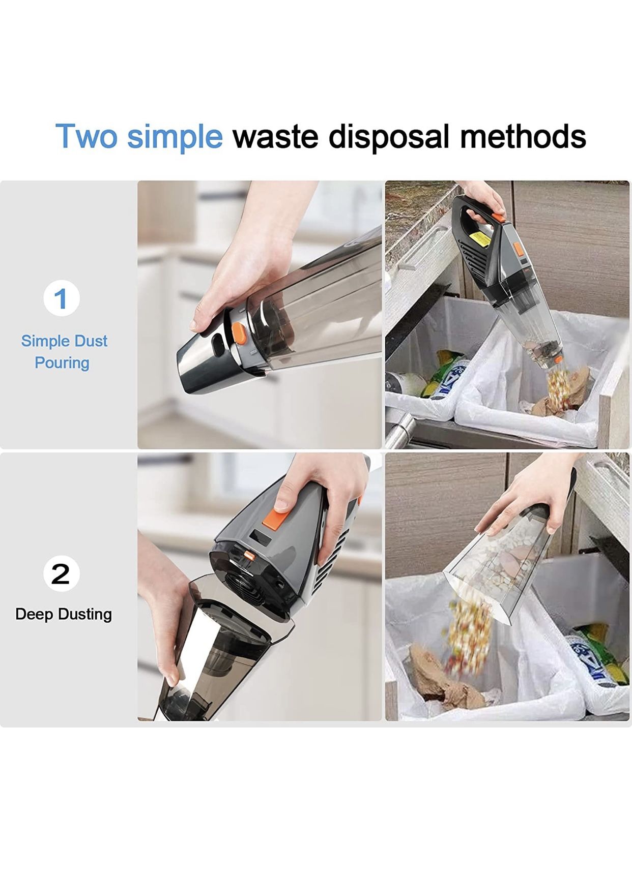 Cordless Vacuum Cleaner, 2200Mah Li-Ion Battery Portable Cordless Vacuum 12000Pa Powerful Suction Stick Vacuum, 4 in 1 Lightweight Handheld Vacuum Cle