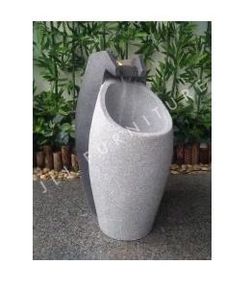 NEW Waterfall Fountain Modern Floor w/LED Light, Indoor Outdoor Décor, 25 Inch Tall, Grey and Black Thumbnail