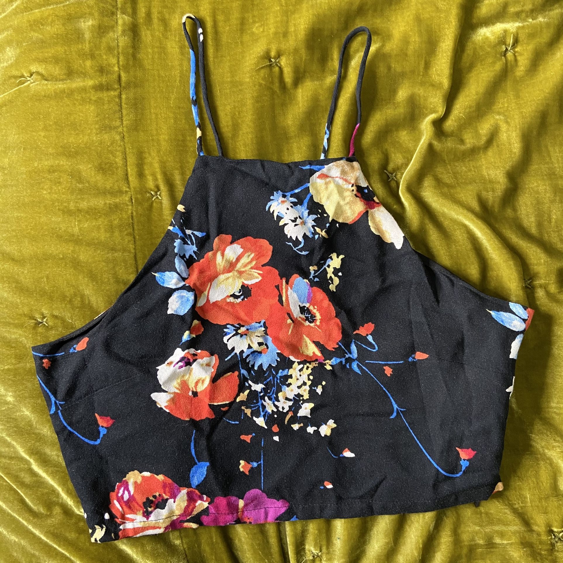 House of Harlow 1960 Floral High Neck Halter Crop Top | Small