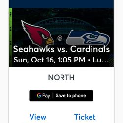 Seattle SEAHAWKS VS Arizona Cardinals. 1 Ticket100 Level. Oct 16th Thumbnail
