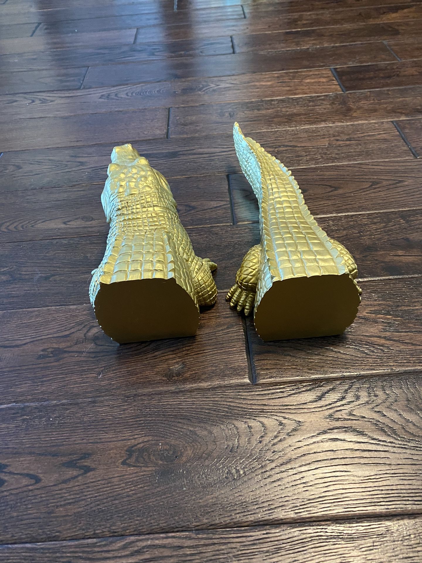 Alligator, Statue, Decor, Gold Color, Bookends