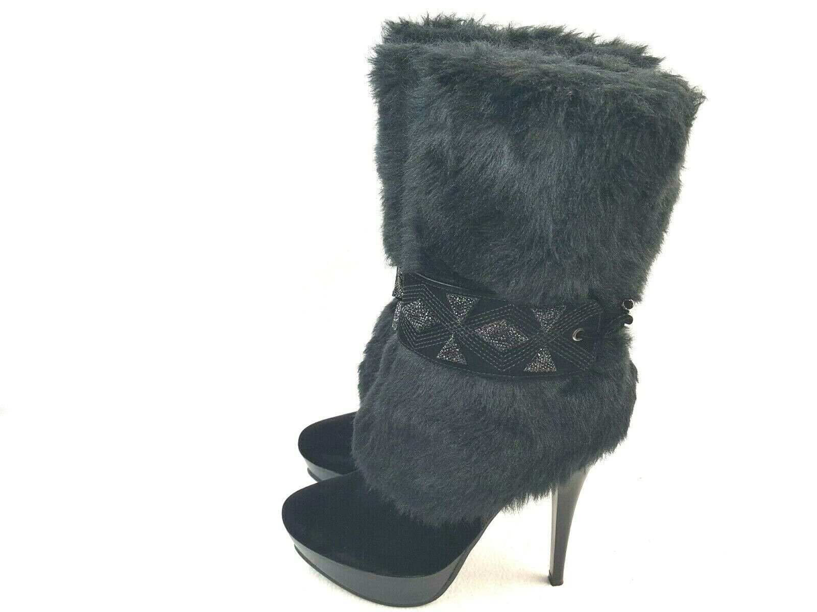 Italina by Summer Rio Women's Faux Fur Platform Boots Black BD3010