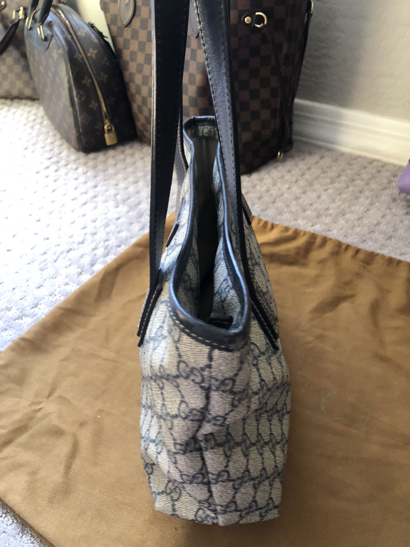 Authentic Gucci Tote Small With Blue Leather Straps