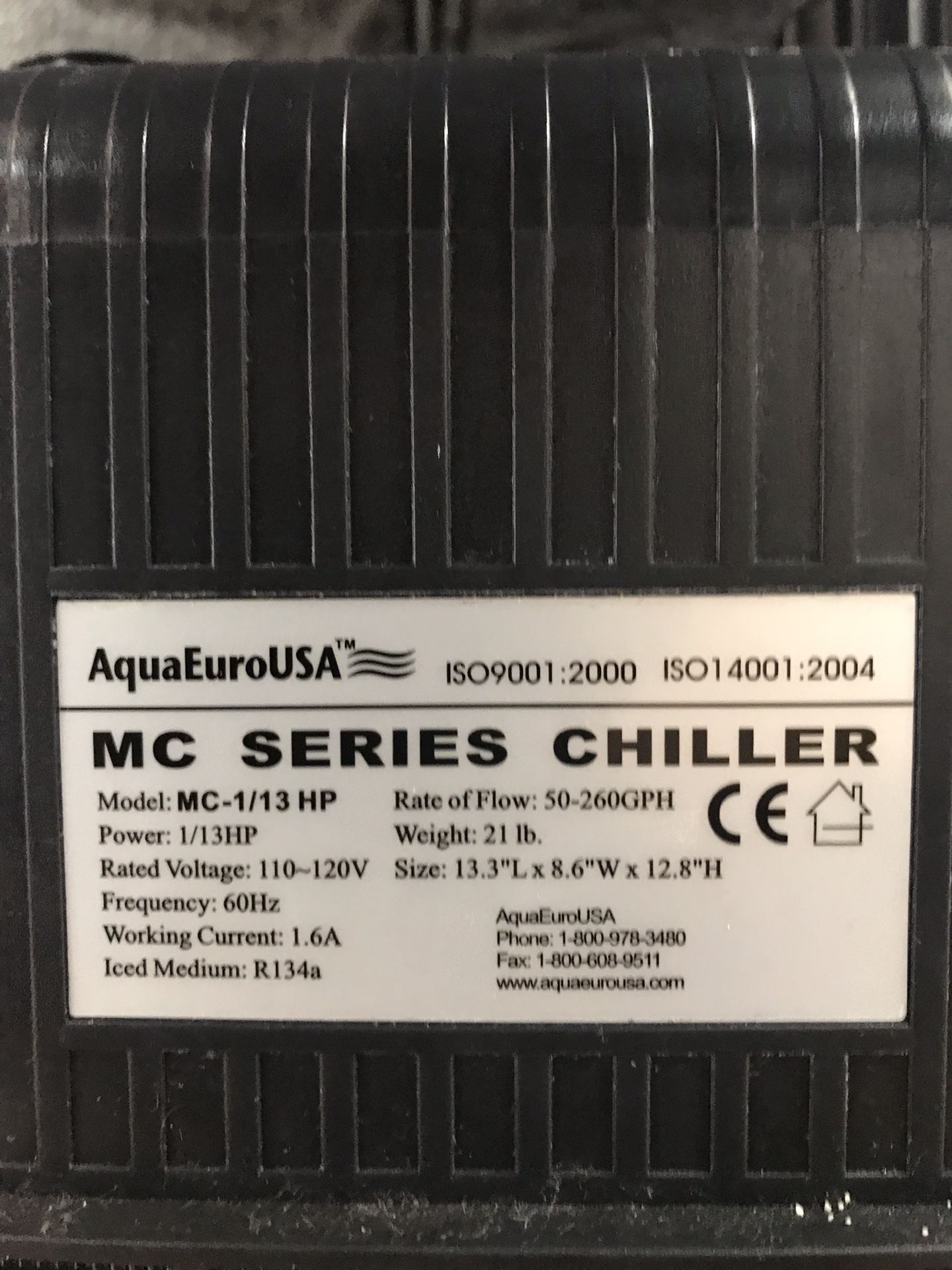 MC Chiller Aqua Euro USA Max Chill 1/13 HP Aquarium Chiller For Tanks