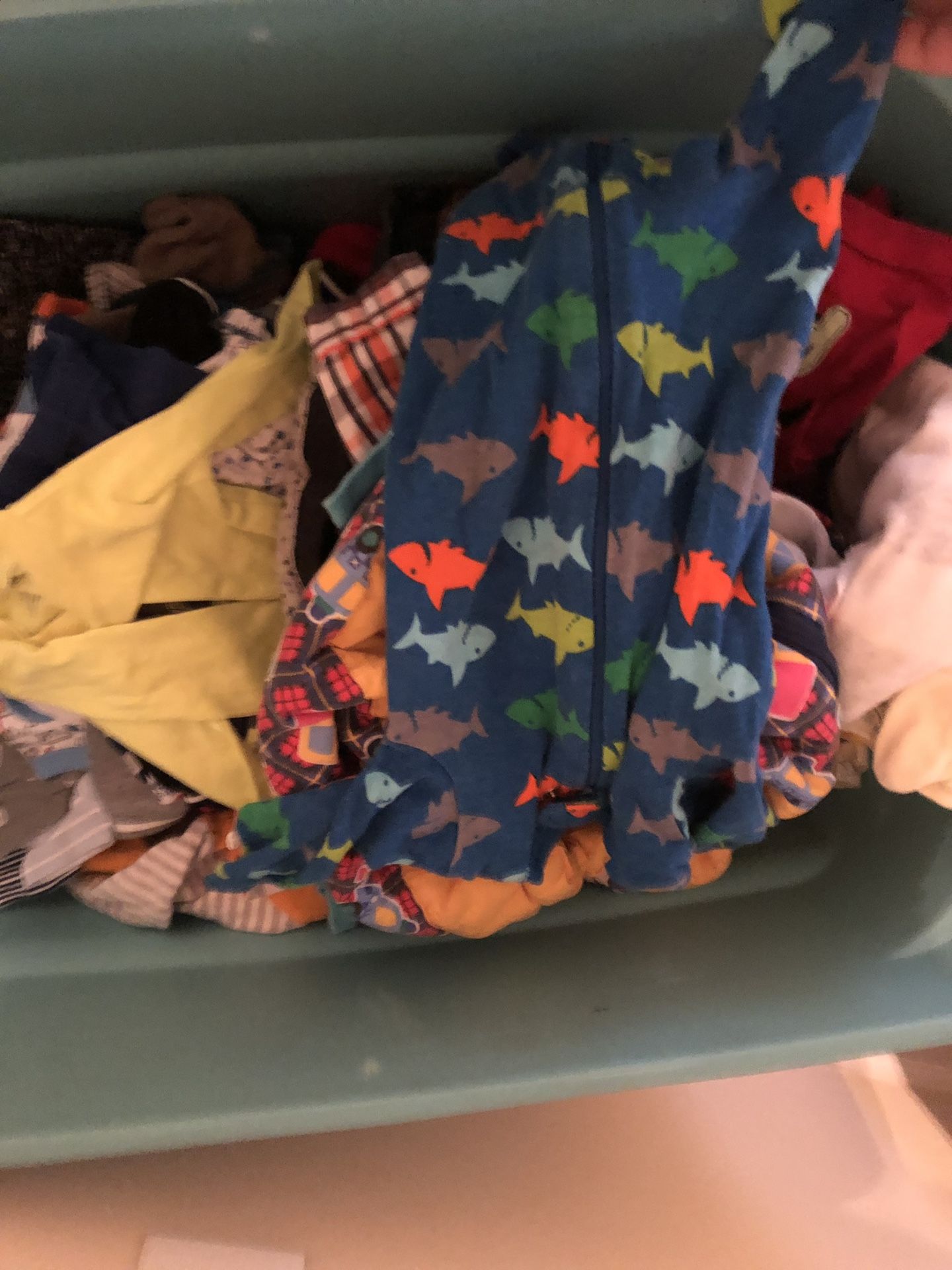 Huge tub of baby boy clothes