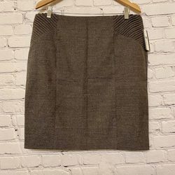AB Studio Women’s Pencil Skirt w/ Pleat Detail Brown Spice Market Size 12 NWT Thumbnail