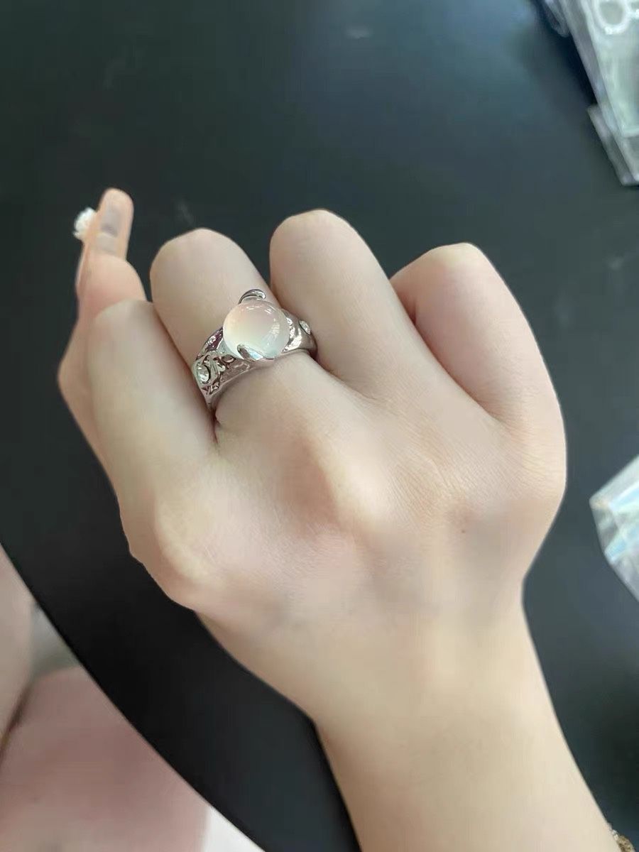 Personality moonstone ring adjustable index finger ring