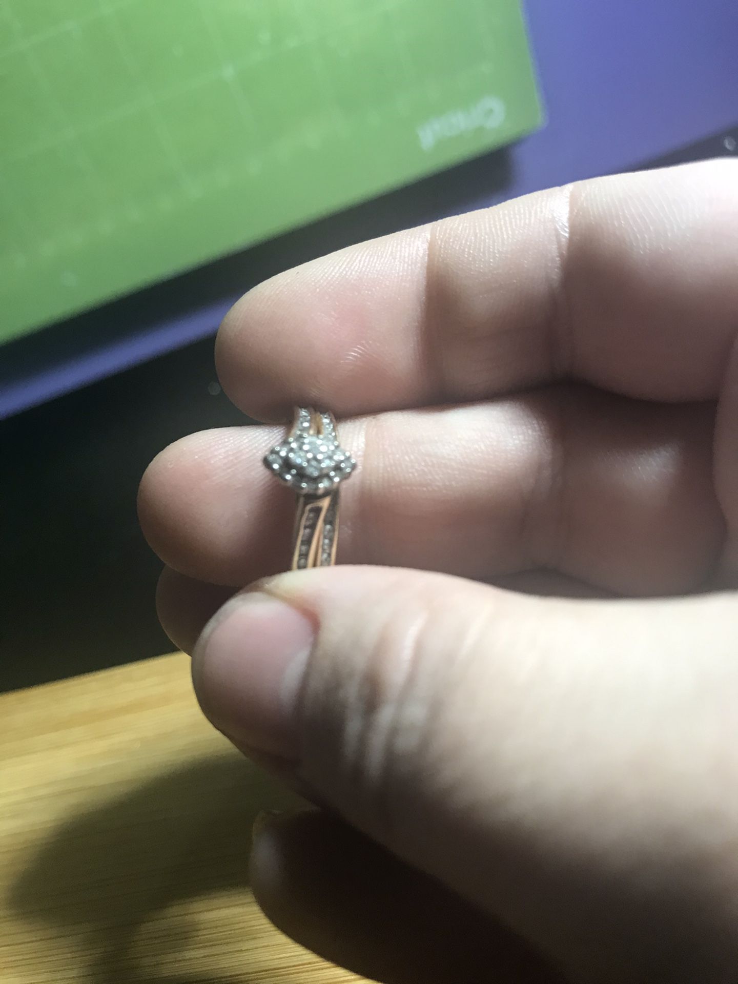 Wedding band and engagement ring