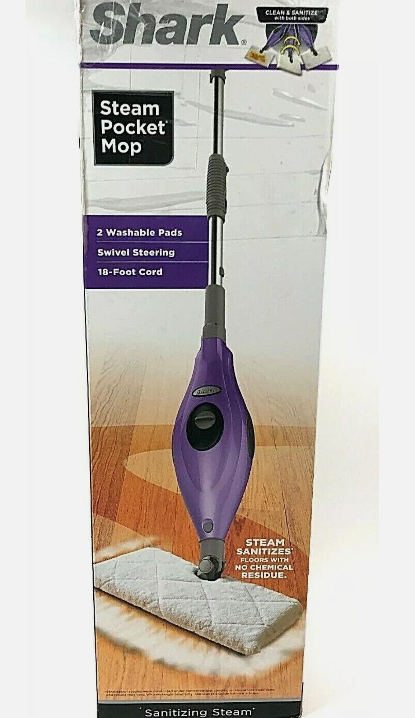 Shark Steam Pocket Mop S3501 N6 Sanitizing Steamer Lavender Chrome