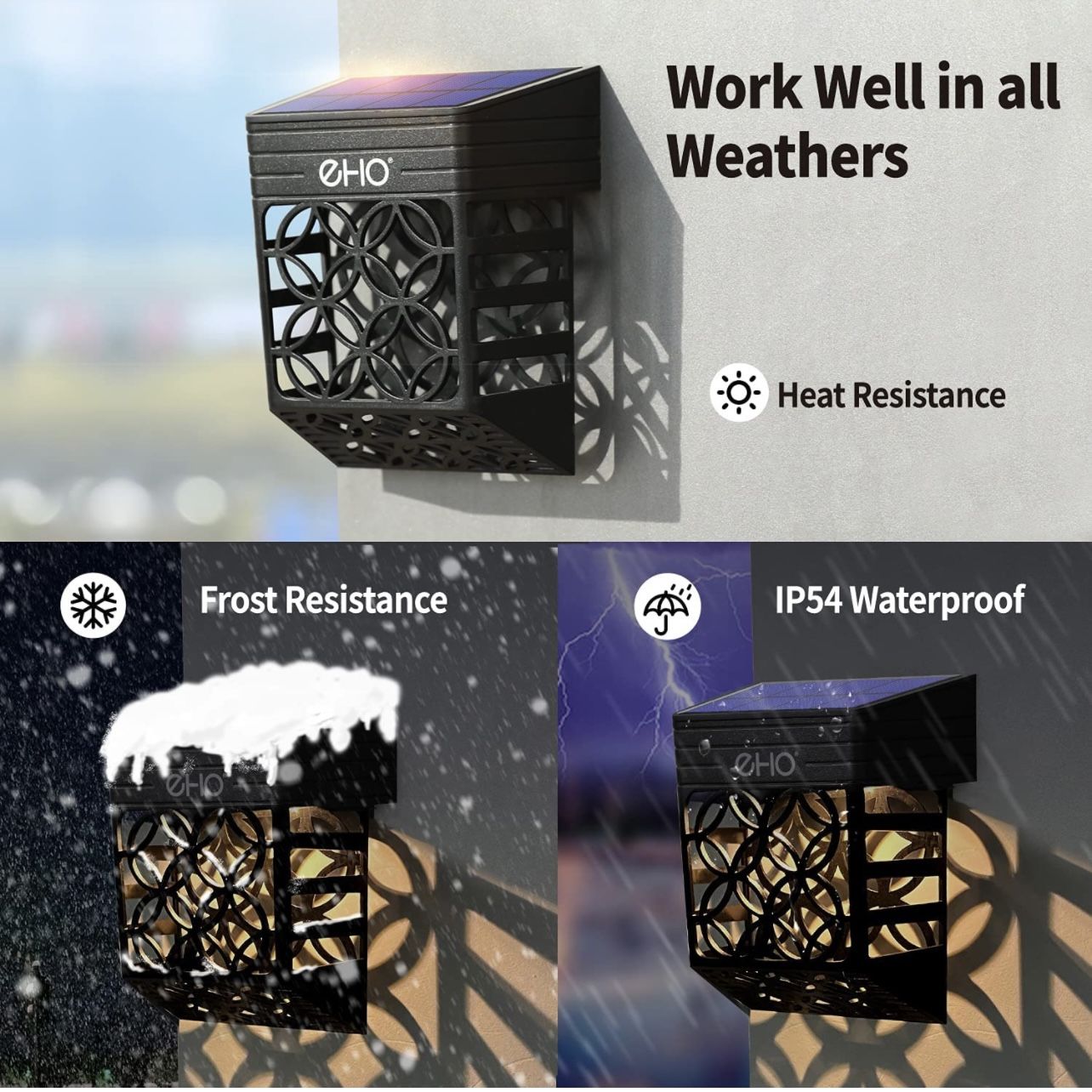 Solar Deck Lights, Solar Fence Lights Outdoor Waterproof LED Garden Decorative Lighting for Post,Patio, Front Door, Step, Stair, Landscape and Yard, W