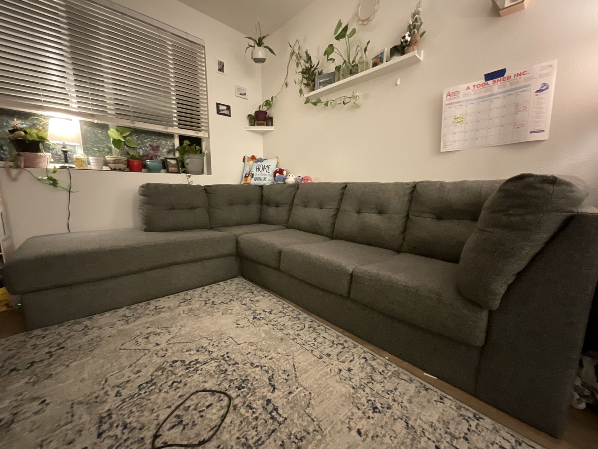 Arrowmask Charcoal 2 Piece 116" Sectional with Left Arm Facing Corner Chaise