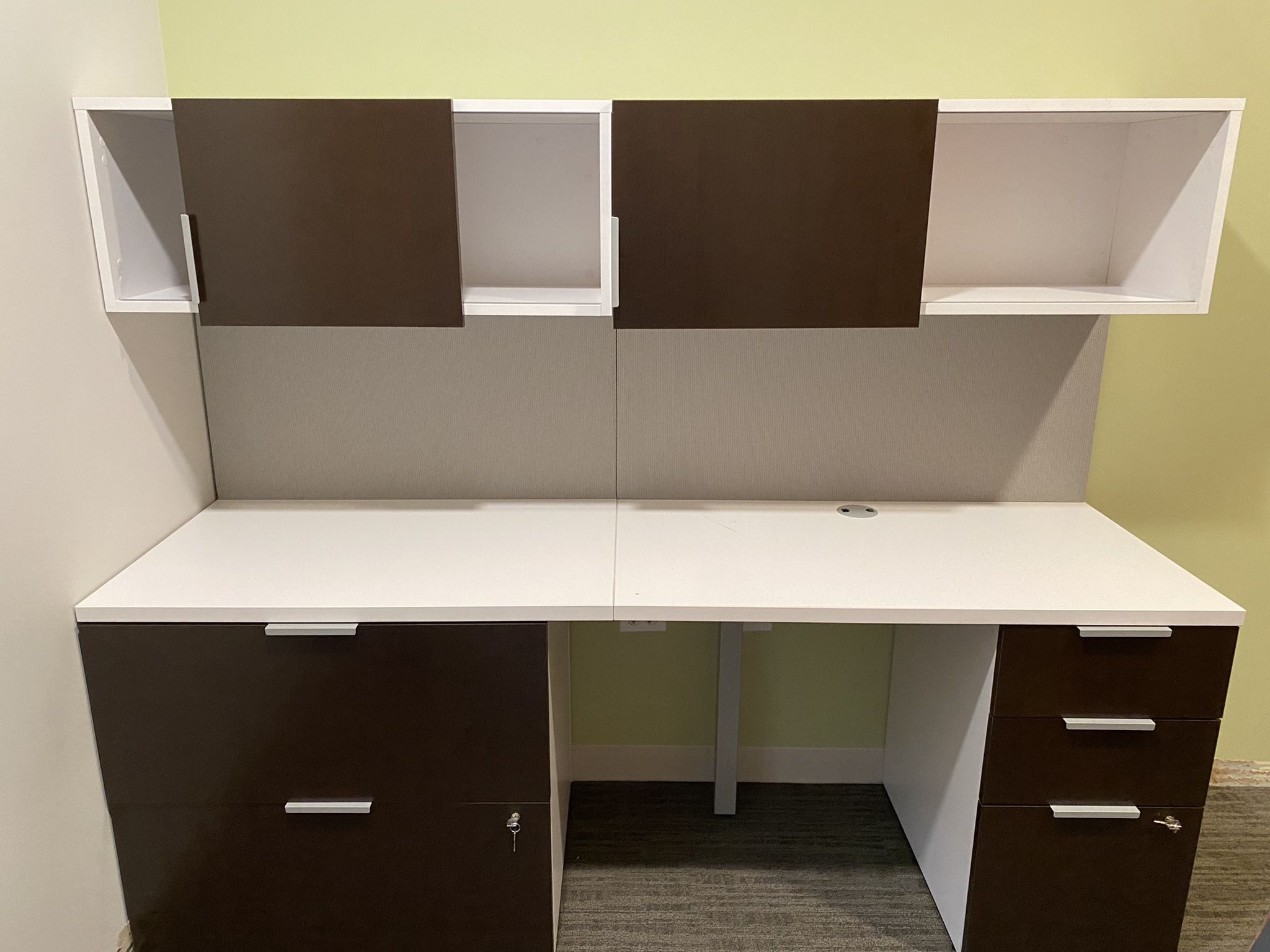Office Desks With Wall Cubbies And File Cabinets