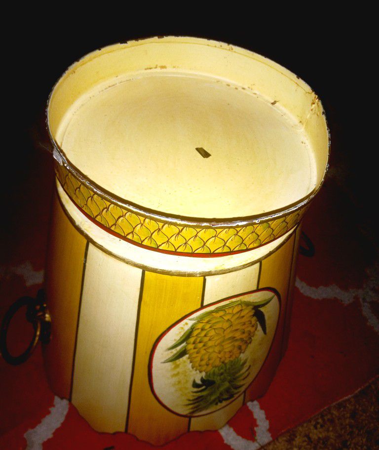 Vintage Wooden Pineapple Waste Basket,hand Painted