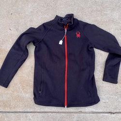 Junior Size Large (14/16) Black With Red Spyder Zip Front Sweat Shirt / Jacket  Thumbnail