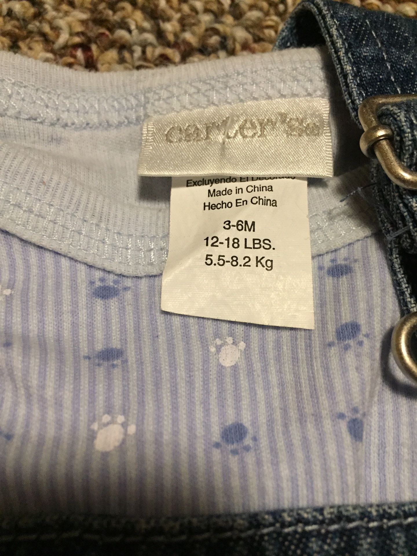 Baby boy carters 3 to 6 months overalls Teddy with matching bib