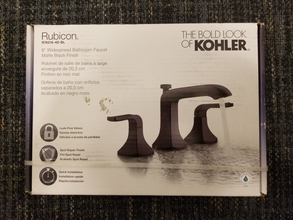 New Kohler Rubicon 8 in. Widespread 2-Handle Bathroom Faucet in Matte Black