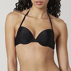 Islander Women's Push-Up Swim Top Bikini BLACK Adjustable HALTER NWT Small S  Underwire lends lift Adjustable halter eases fit  Dip into sunshine with
