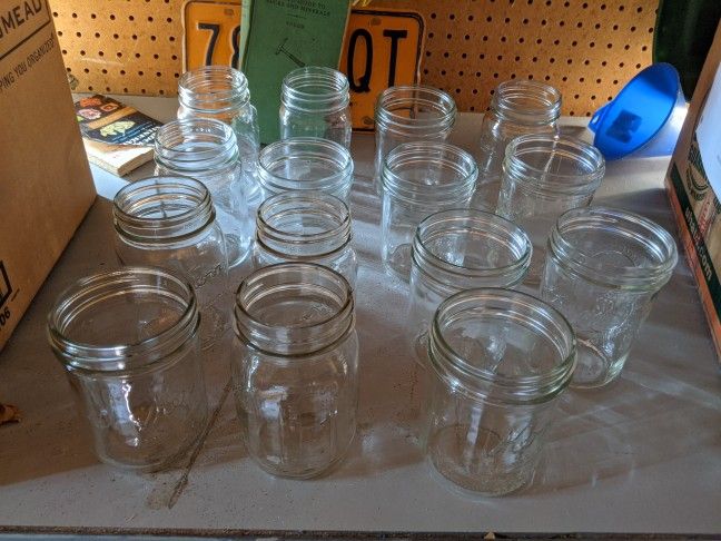 Assorted Mason Jars With Bands