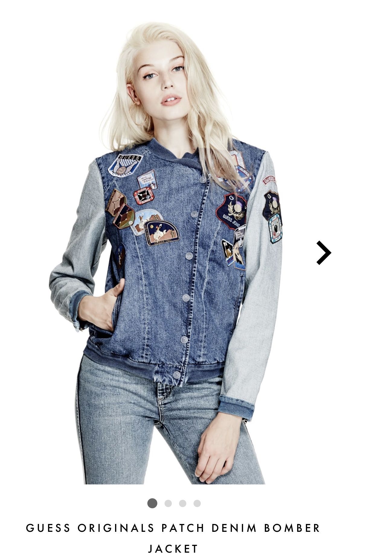 GUESS ORIGINALS PATCH DENIM BOMBER JACKET