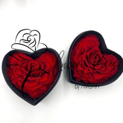 Leather red heart shape box Eternal Roses Box Roses Lasting Preserved Flowers immortal Roses Bday Anniversary Gift Present long lasting  Thumbnail