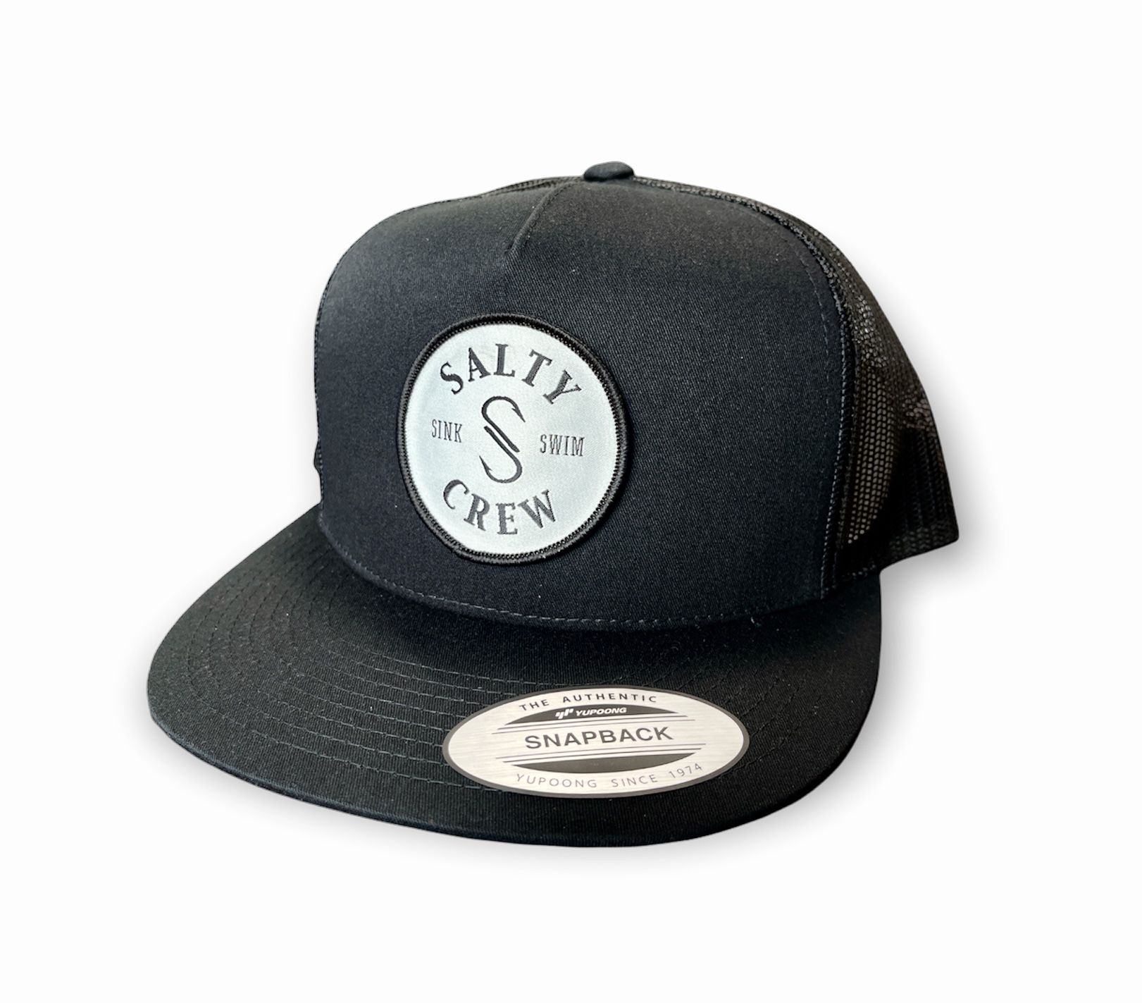 New Men’s Black Mesh Double S-Hook Snapback Salty Crew Hat