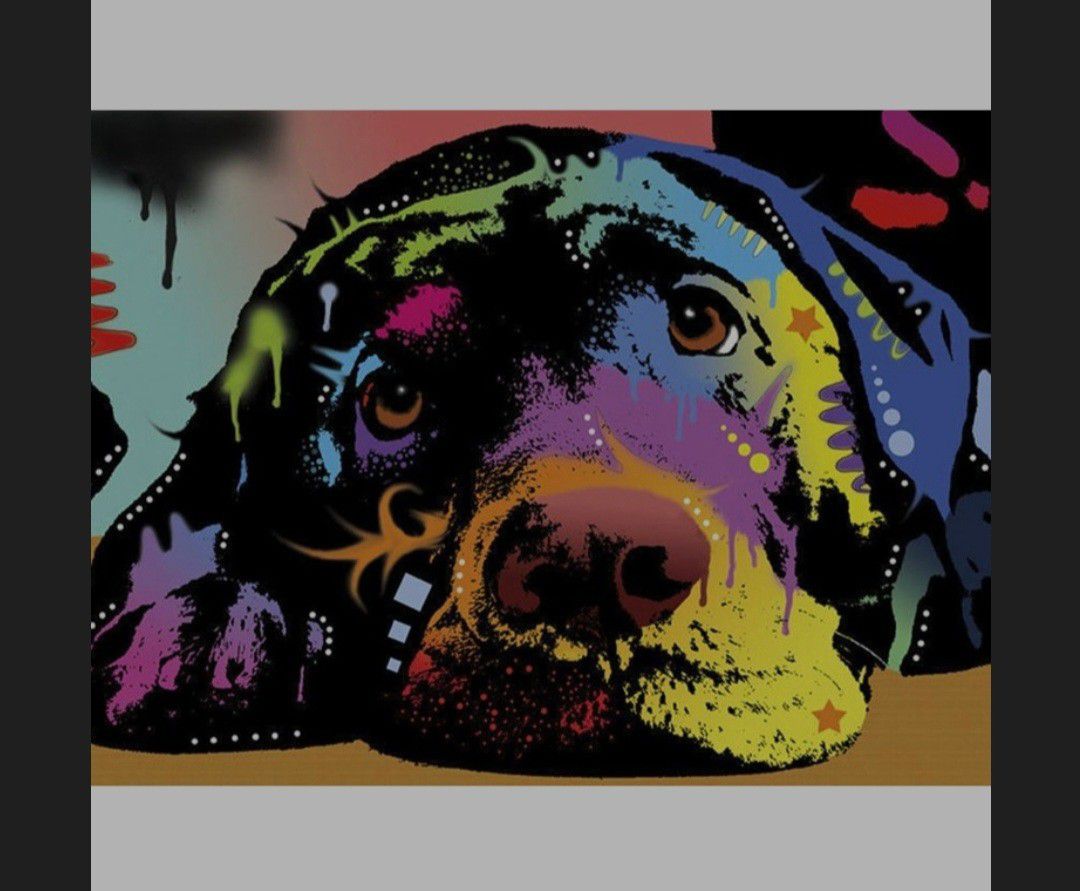 Lying Lab Pop Art Dog Painting Print Wall Art , Modern Home Decor, Living Room, Bedroom, Colorful