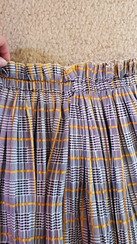 Grey, Yellow Lonf Skirt. Size S-M