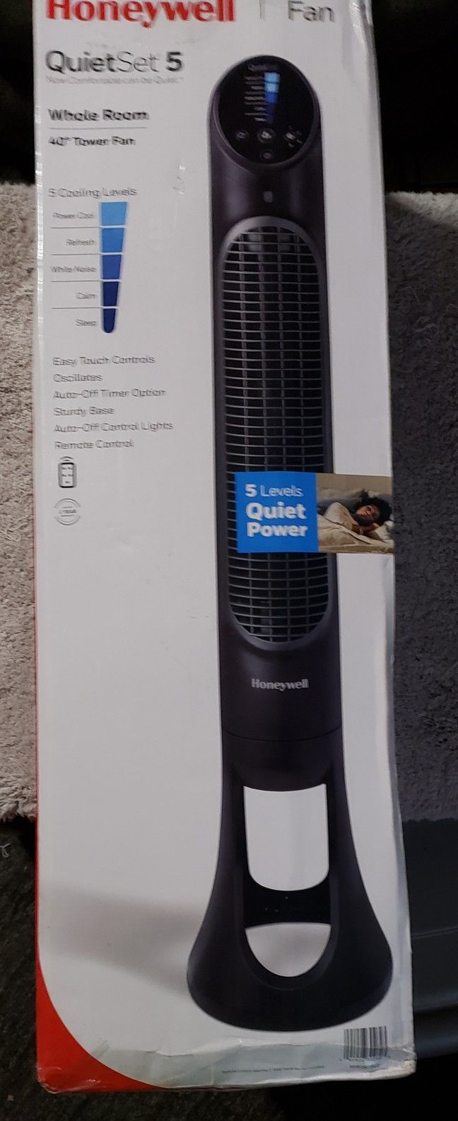 Fan"5 Speed Oscillating" Honeywell Quiet Set Tower