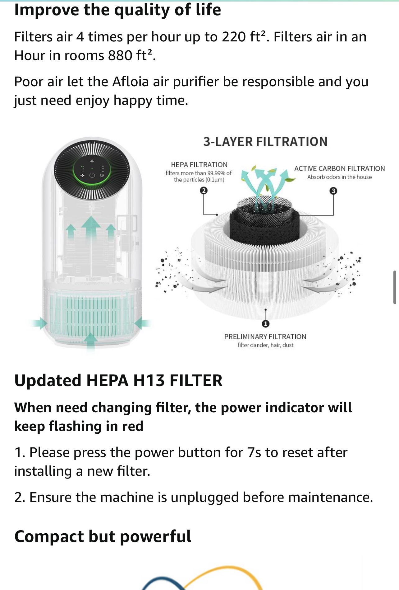 Air purifier covers up to 880 ft.² new