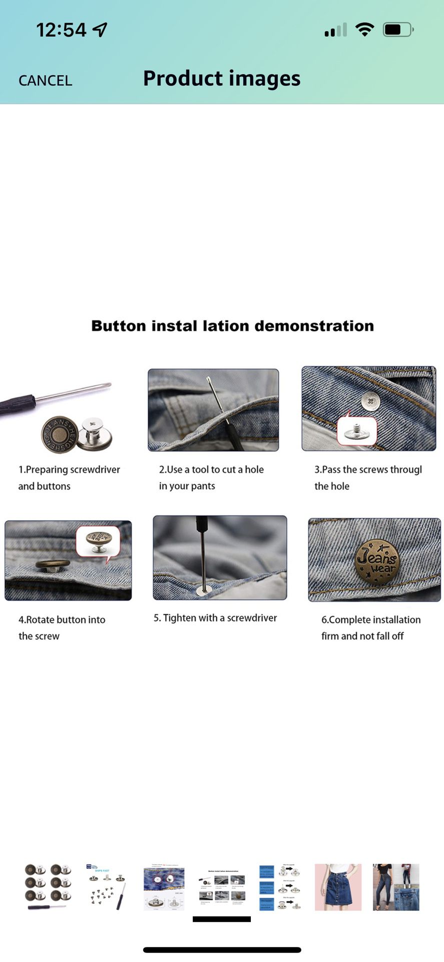 12 Pcs Button for Sewing Metal Jeans,ICEYLI 17 mm No-Sew Nailess Removable Metal Jeans Buttons Replacement