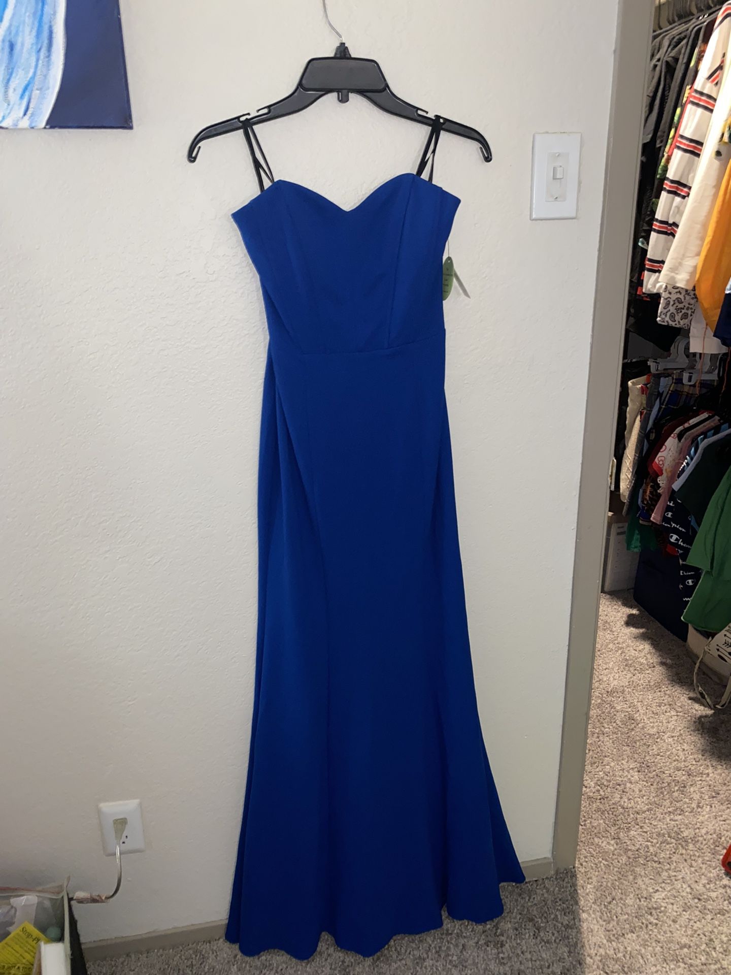 smallroyal blue floor length mermaid strapless sweetheart neckline prom formal wedding quince dress