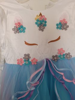 Girl Unicorn Party Dress Dress 👗 Thumbnail