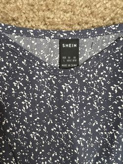 SHEIN Sundress Navy Blue And White Floral Size Large Thumbnail