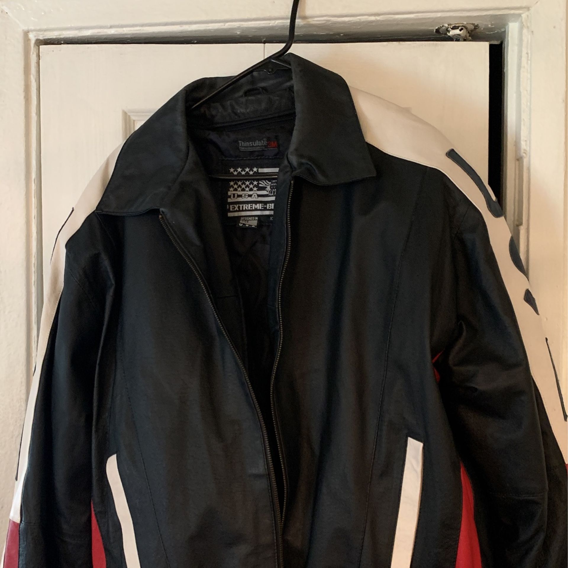 USA LEATHER BIKER JACKET/ USA JACKET