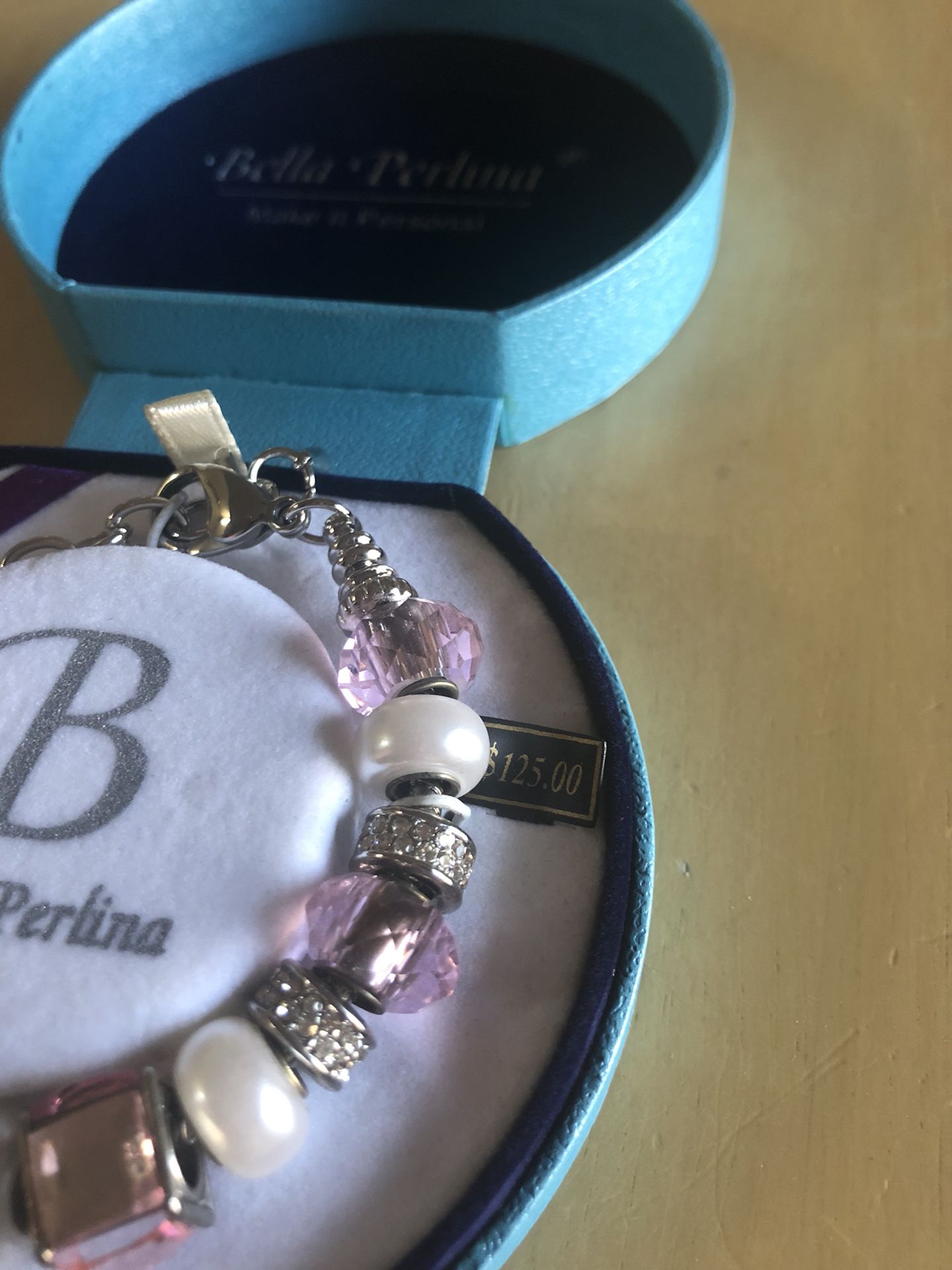 Bella Perlina 925 Sterling silver bracelet with full set of charms for sale, brand new in box