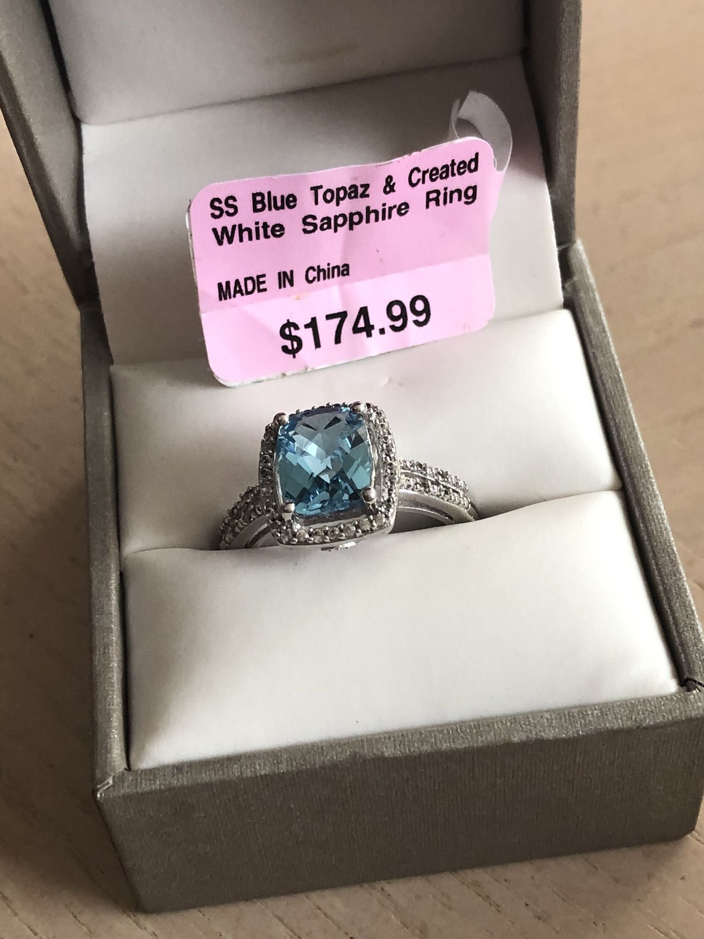 Blue Topaz and White Sapphire Ring