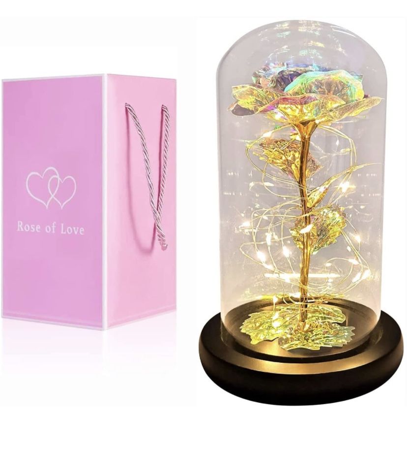Christmas Xmas Flower Rose Gift Mom Mother's Day Birthday Gifts, Led Light String Beauty Rose Gifts for Her Wedding,Valentine's Day,Christmas, Anniver