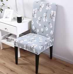 Light Blue Elegant Polyester and Spandex Stretch Washable Dining Chair Slipcover Chair Cover Set Of 4 Thumbnail