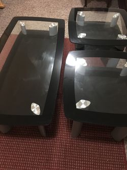 Glass 3 piece Coffee Table set. Great condition, like new and clean. Very lightly used. 3 piece set: one big table with 2 side tables. Hardly even Thumbnail