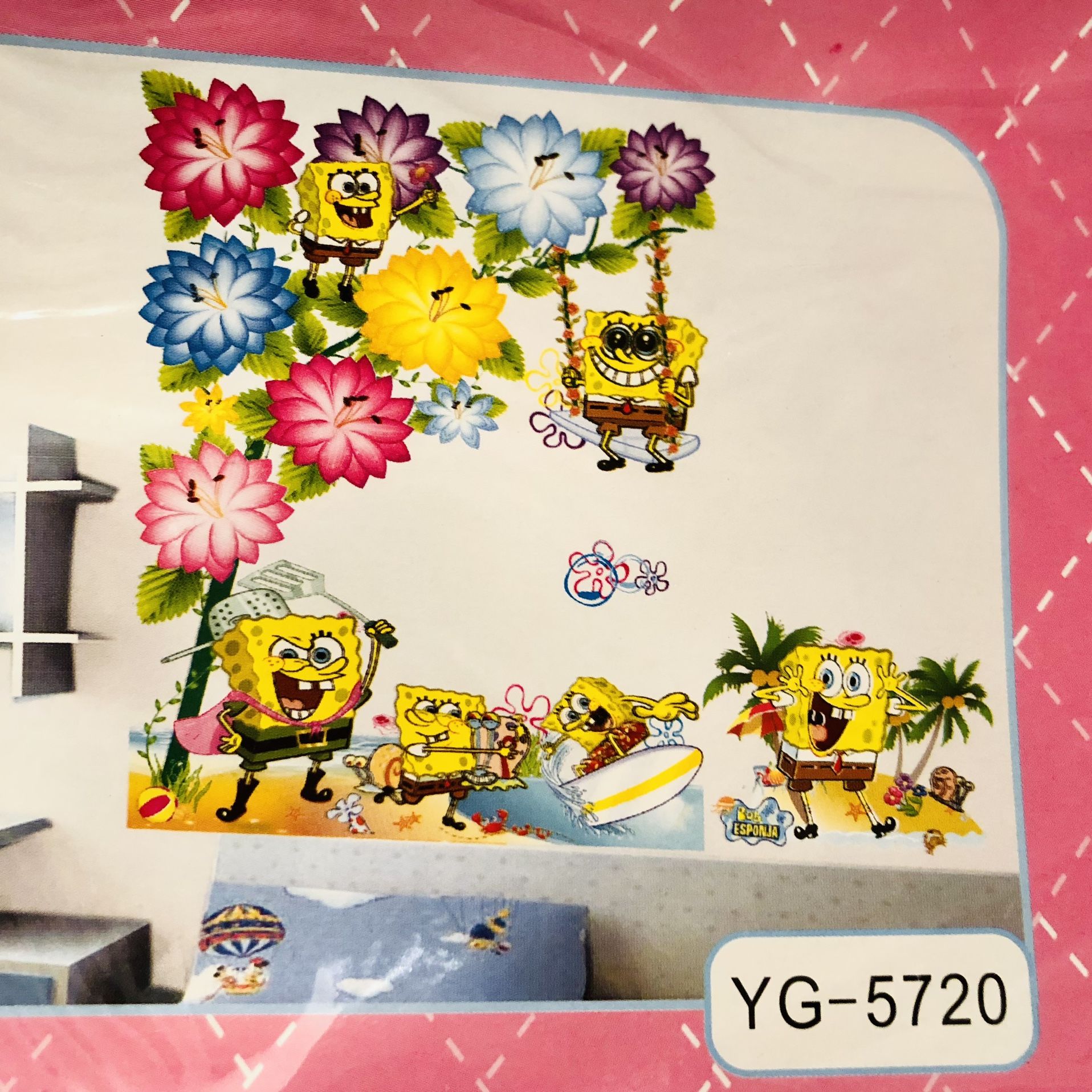 Sponge Bob 3D Wall, Mirror or Window Sticker Absolutely Stunning Some of the Decals Pop out and look realistic 30x20 Inches 5 available listing is