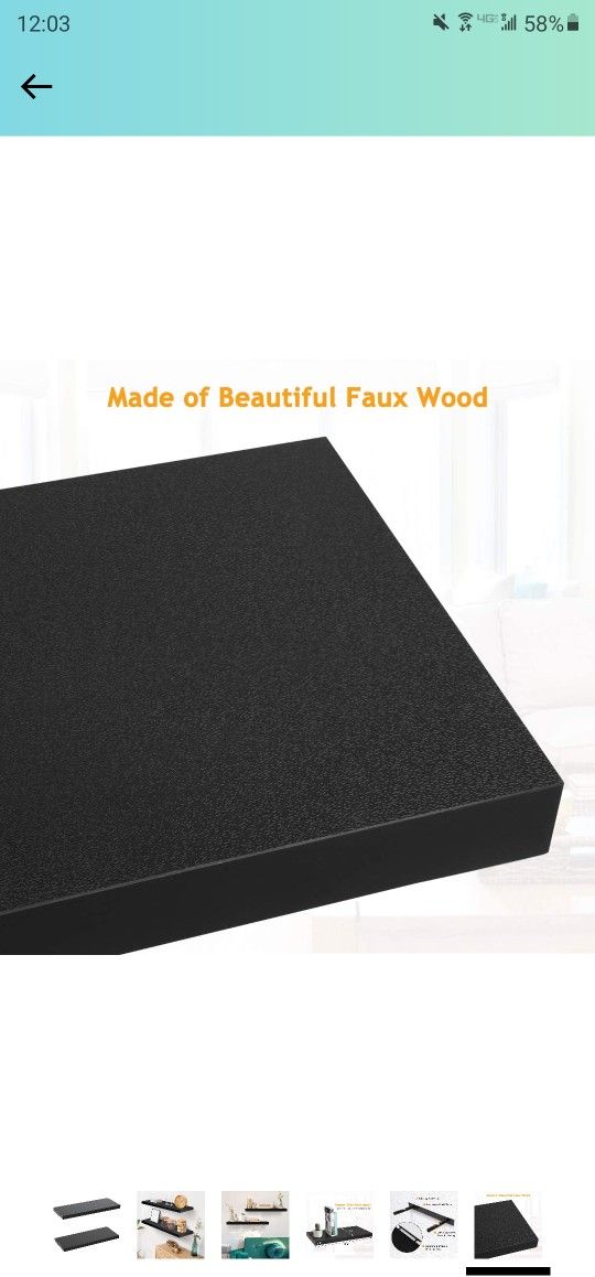 Amada Floating Shelves Black Wall Mounted - Set of 2 Display Ledge Shelves, Wide Panel 9.3in Deep, Perfect for Living Room, Bedroom, Bathroom, Kitchen