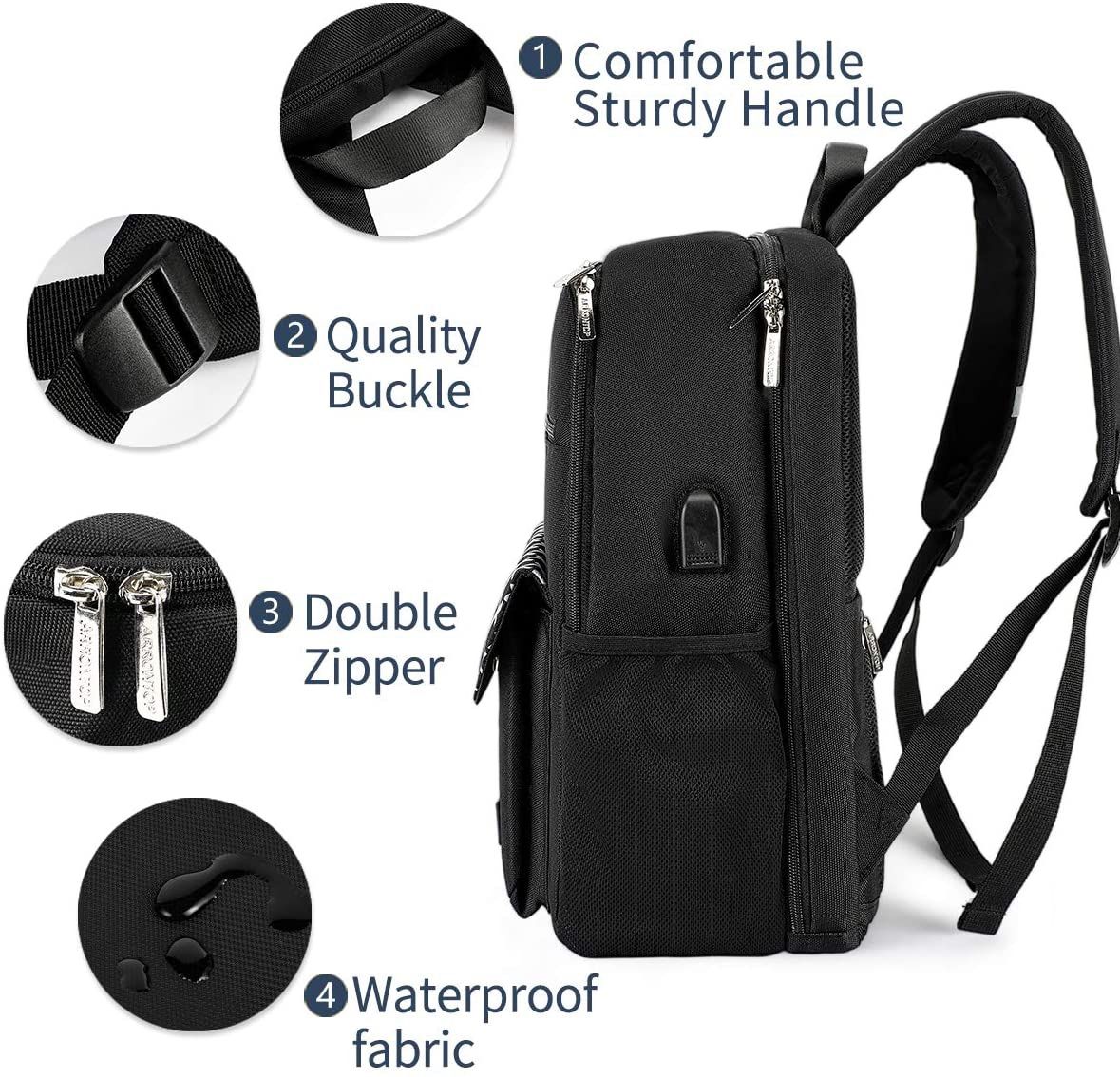 Waterproof Backpack Travel College Bookbags Fits 15.6 inch
