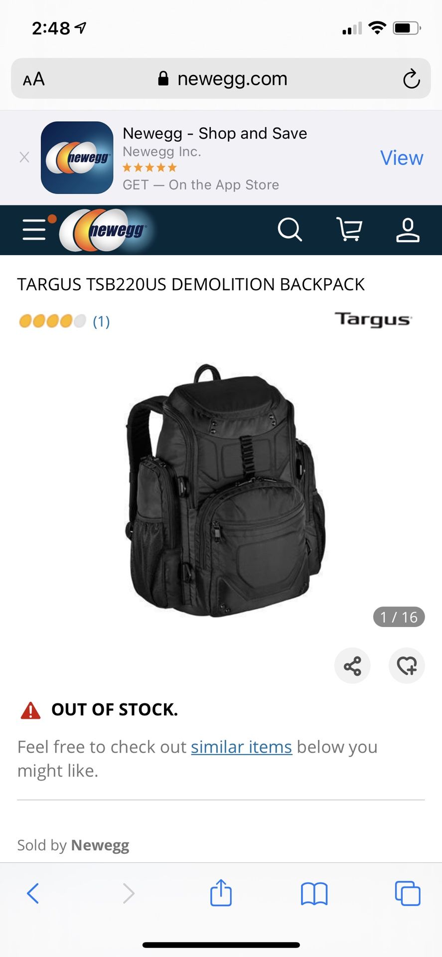 Targus Demolition Backpack. 17”
