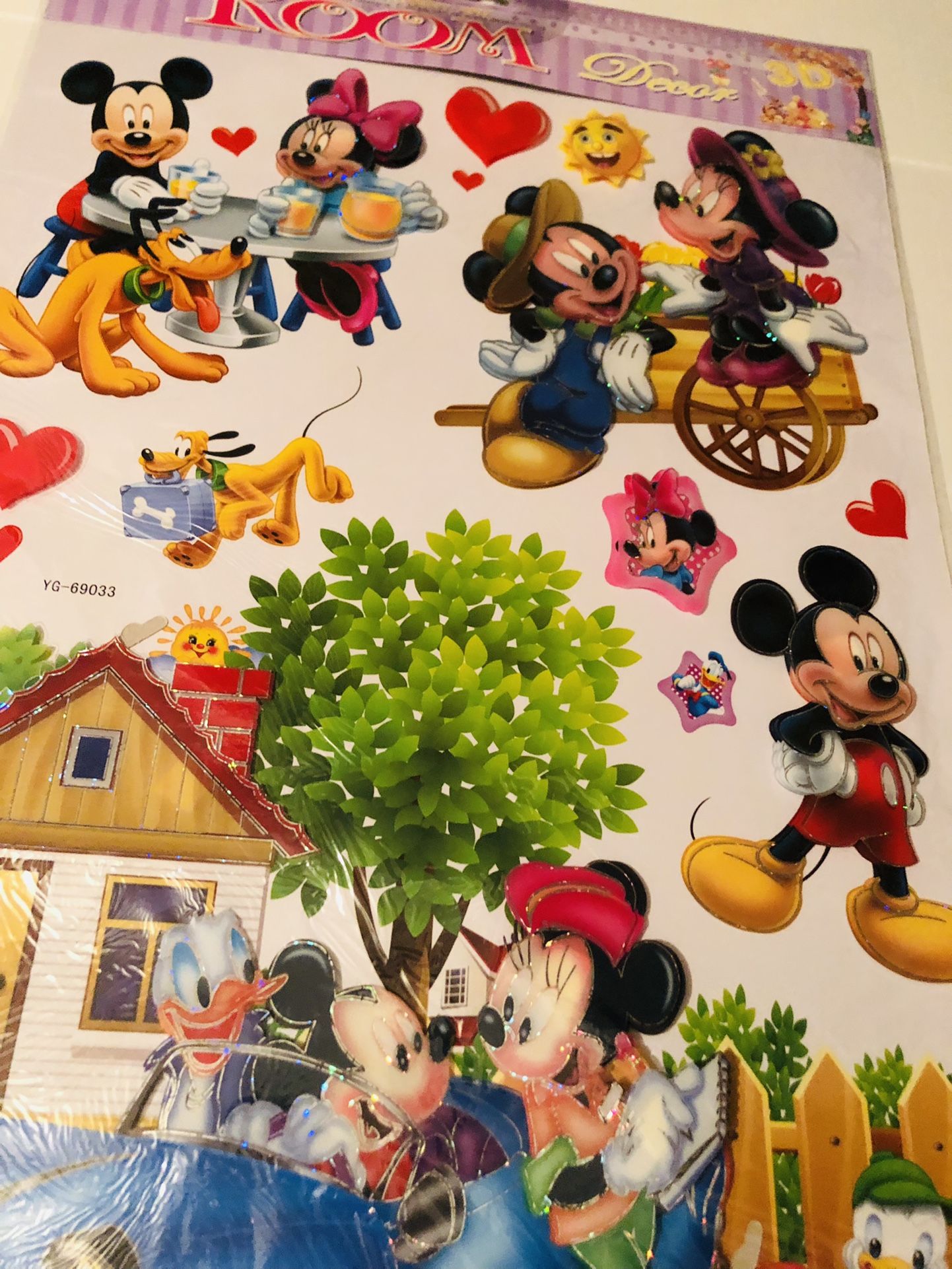 Mickey & Minnie 3D Wall, Mirror or Window Sticker Absolutely Stunning Some of the Decals Pop out and look realistic 35x22 inches