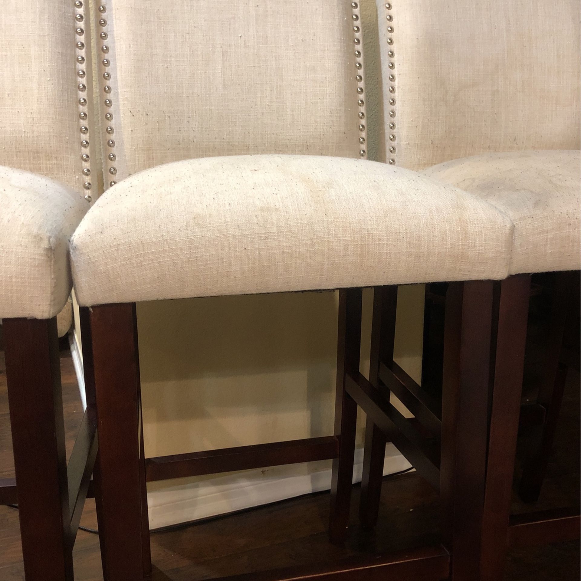 Three Off White Bar Stool Chairs
