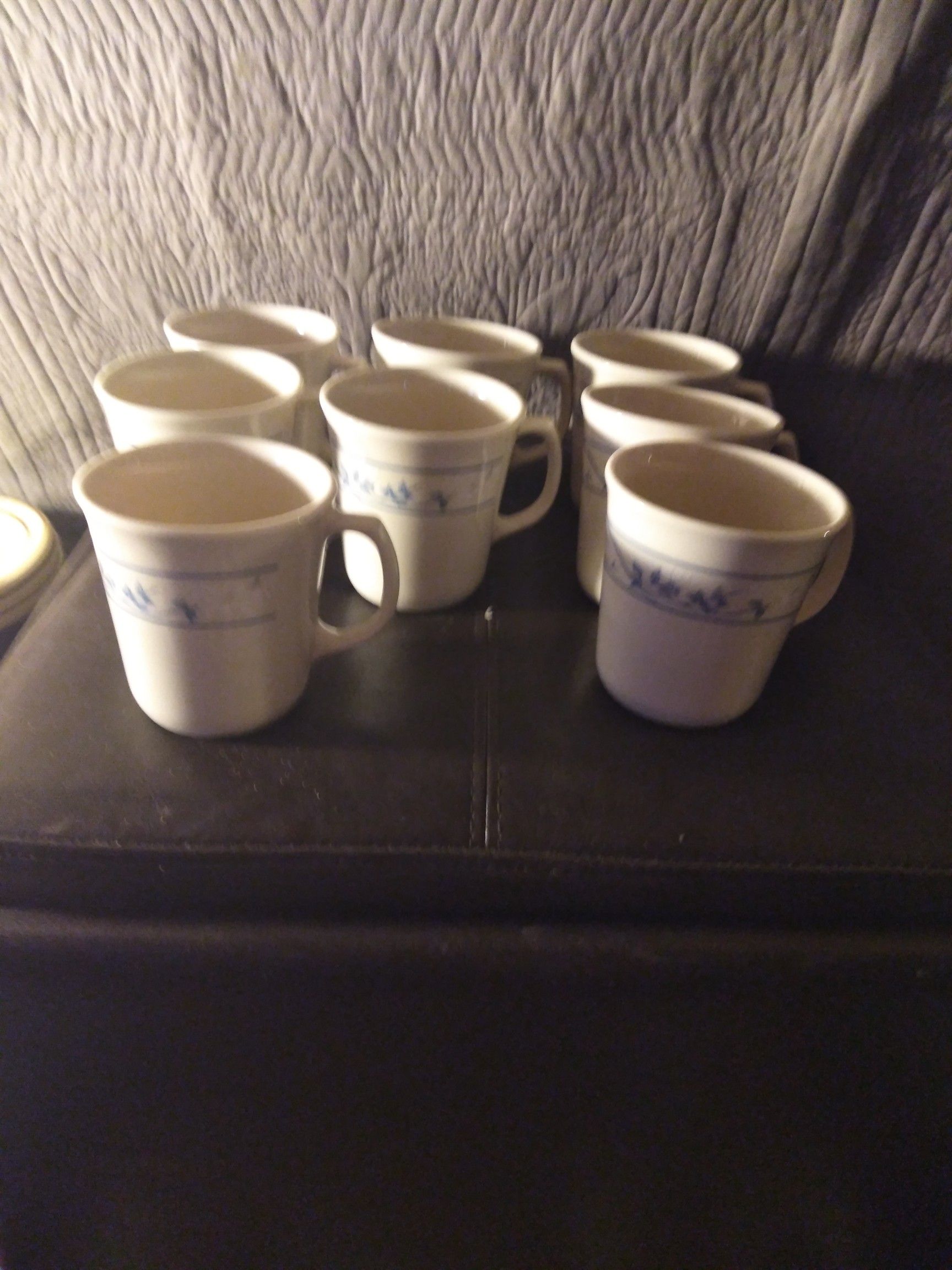 8 Vintage Corelle Coffee Cups Pattern Blue Stem whiteflower