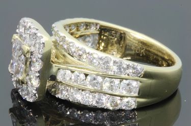 10K YELLOW GOLD 3.25 CARAT WOMEN PRINCESS DIAMOND ENGAGEMENT RING  Thumbnail